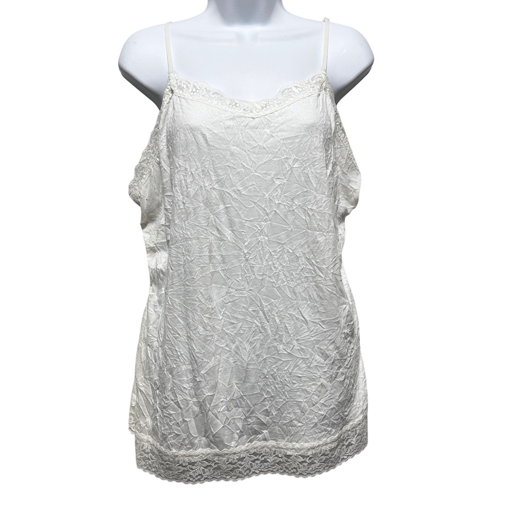 Coldwater Creek‎ Women Lace Trim Cami 20/22W White Romantic Coquette Layer Top